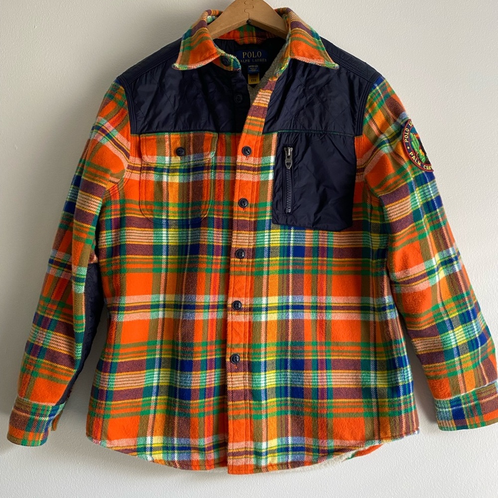 POLO Ralph Lauren Hybrid Plaid Over shirt Boys M 10-12 Polo Expedition
